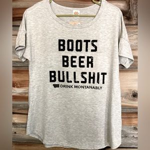 Graphic Montana T-shirt. Size M. Boots Beer Bullshit.